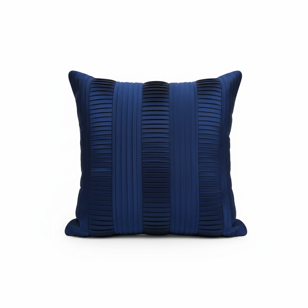 Navy Pleated Cushion Cover - Linens Studio CC-406 view 3