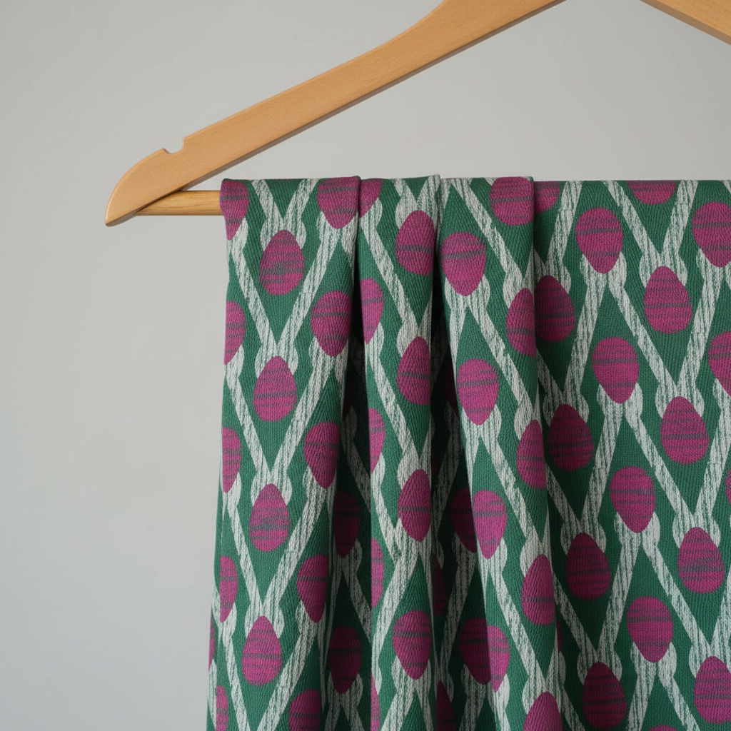 Lush Green Geometric Curatin Fabric LS - 2444 view 3