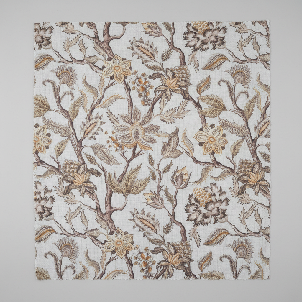 Floral Curtain Fabric LS - 2489 view 4