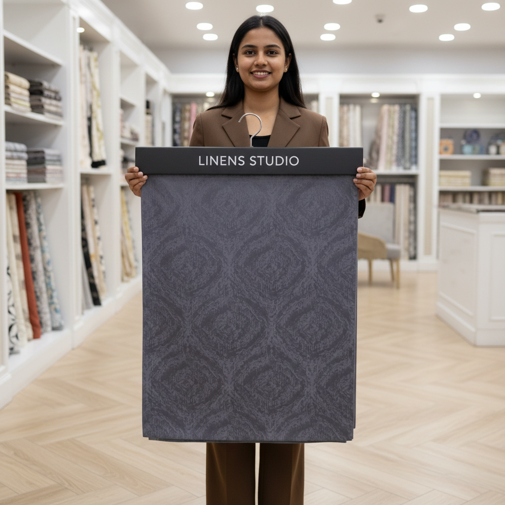 Luxurious grey curtain fabric view 4