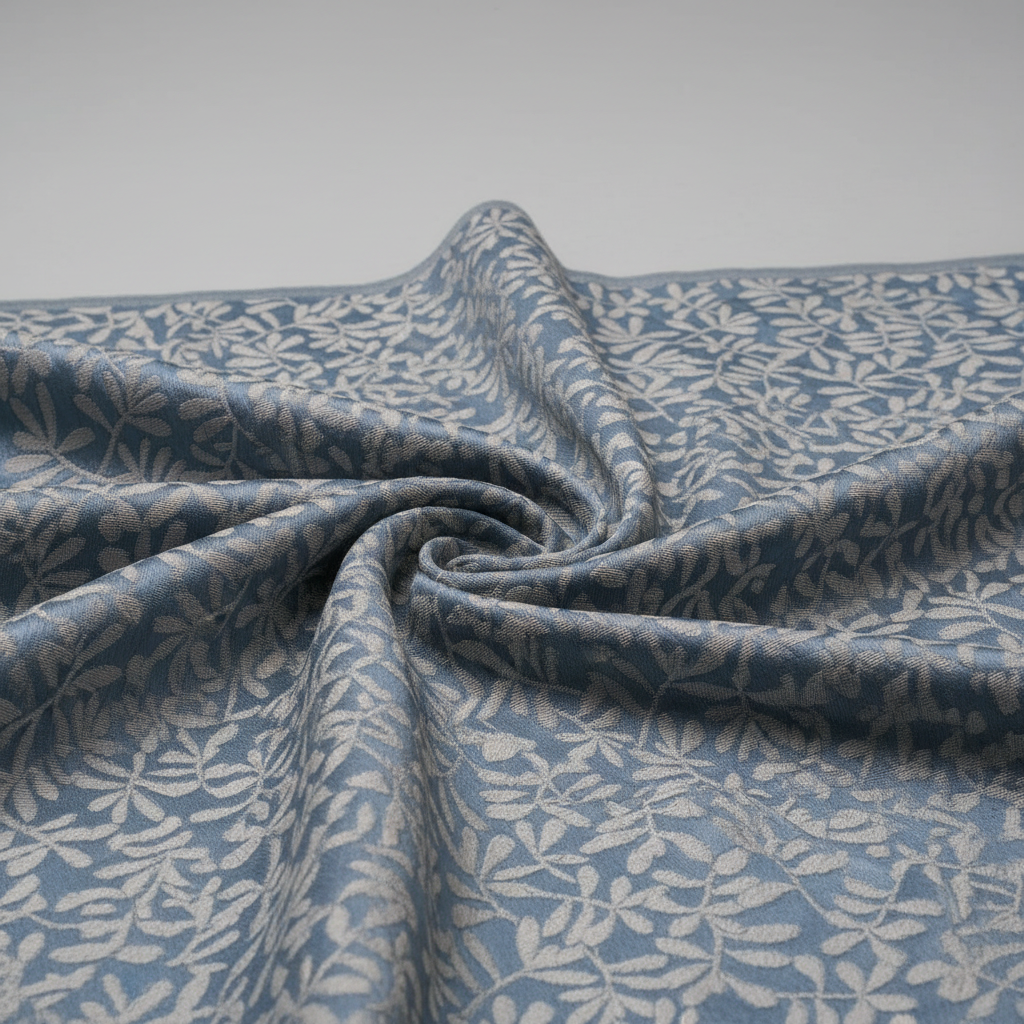 Linens Studio Premium Jacquard Fabric Blue Floral LS 2338 view 2
