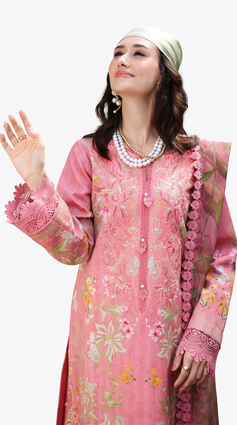 Rang Rasiya Lifestyle Blush Apricot Lawn Embroidered Summer Suits/ DF0033 view 2