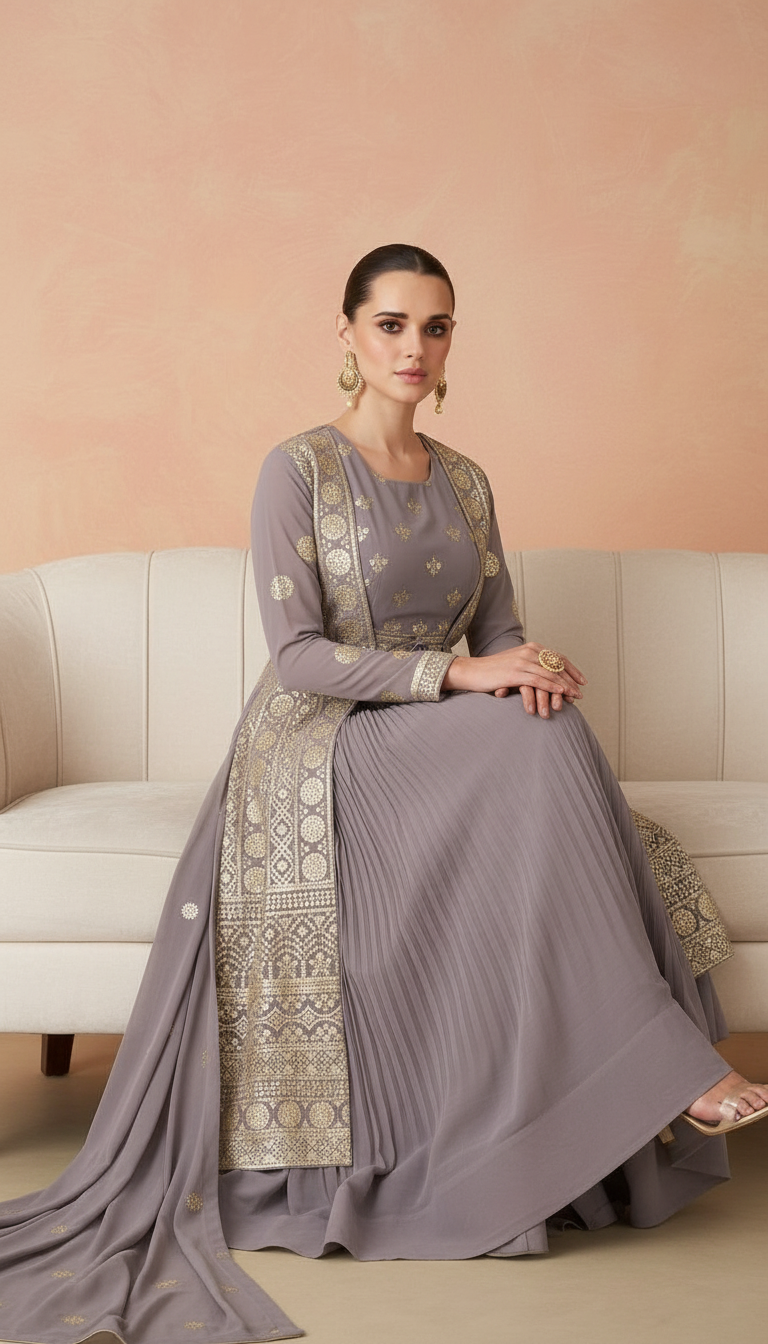 Gulkand Andaz Designer Gown With Dupatta Collection / 9910/ HC001090 view 5