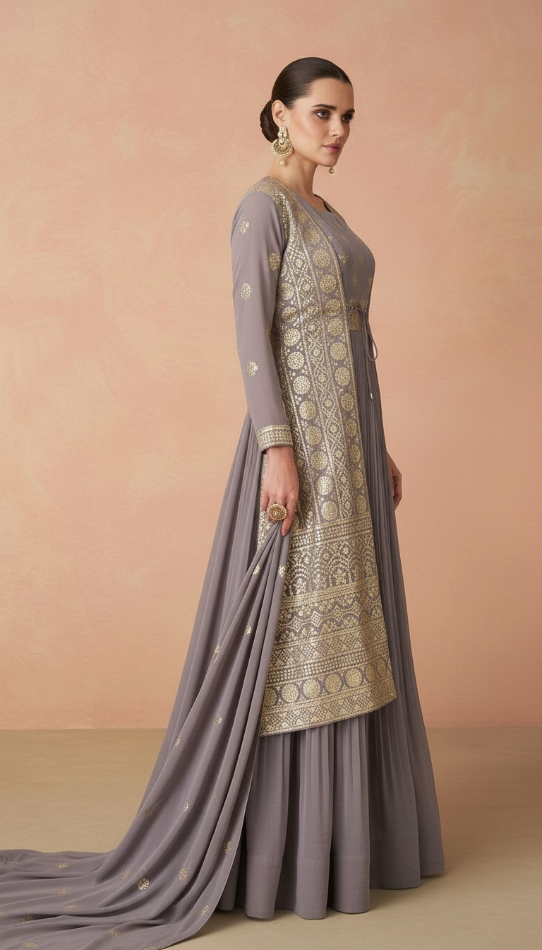 Gulkand Andaz Designer Gown With Dupatta Collection / 9910/ HC001090 view 3