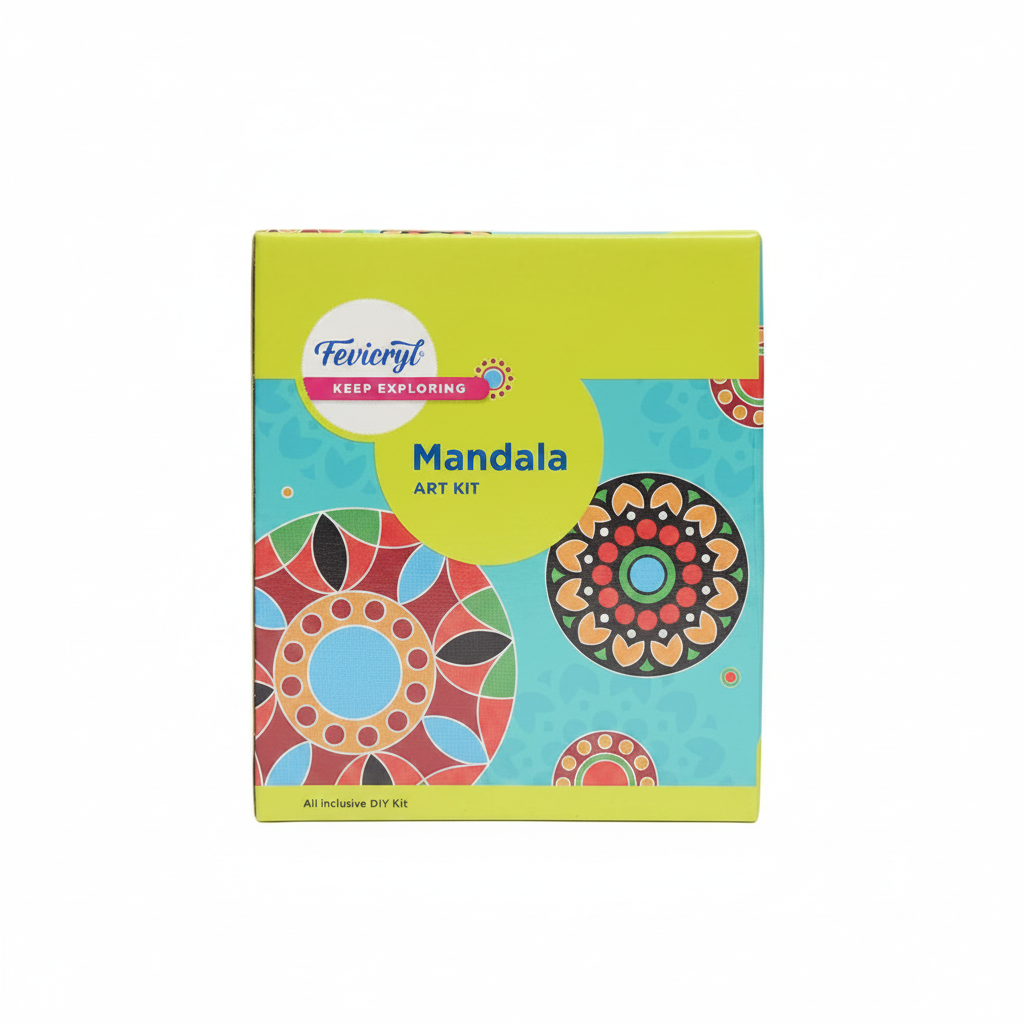 Fevicryl Mandala Art Kit | All-Inclusive DIY Kit with Wooden Coasters, Acrylic Colours & Brush