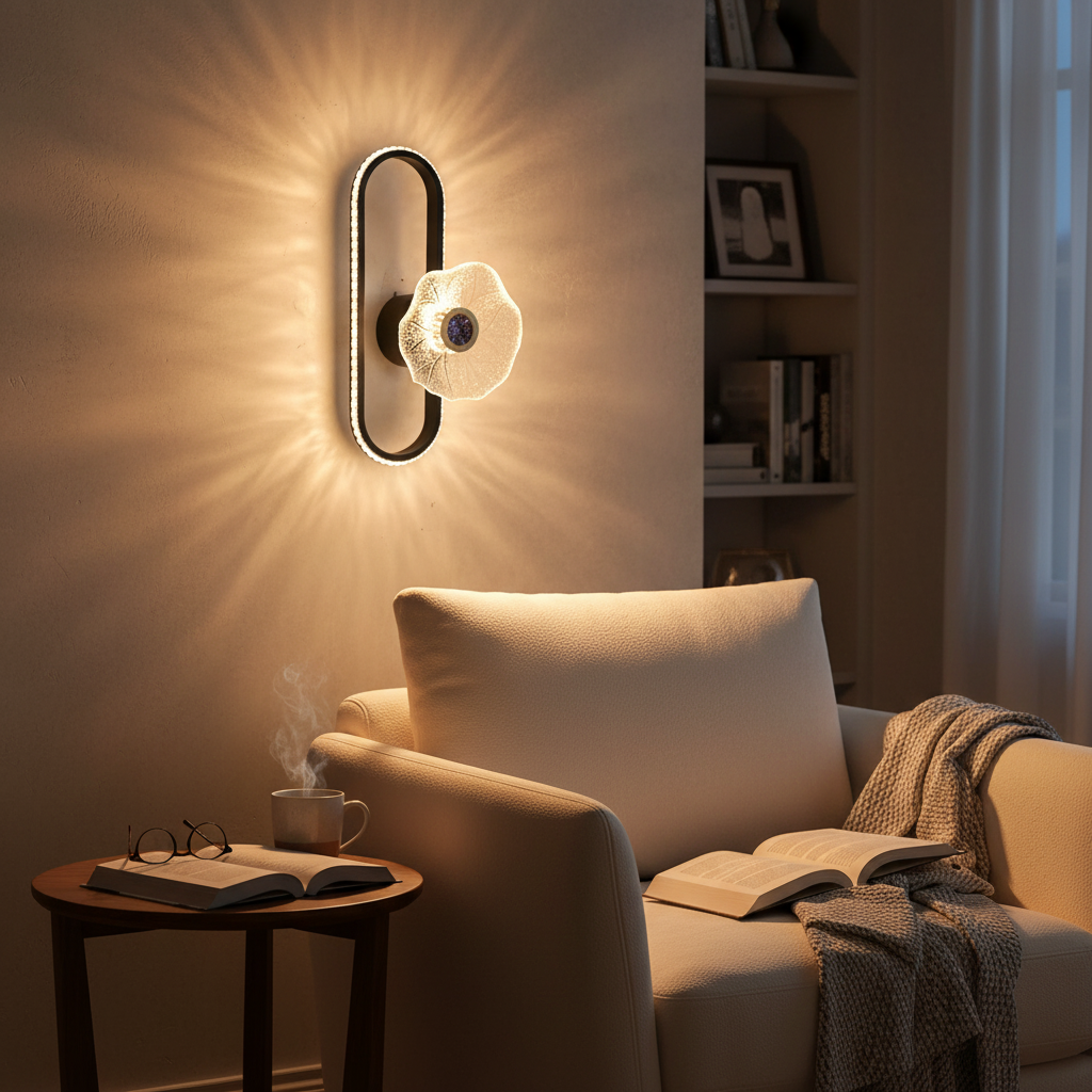 Modern Floral Wall Light_ 6825 BK view 2