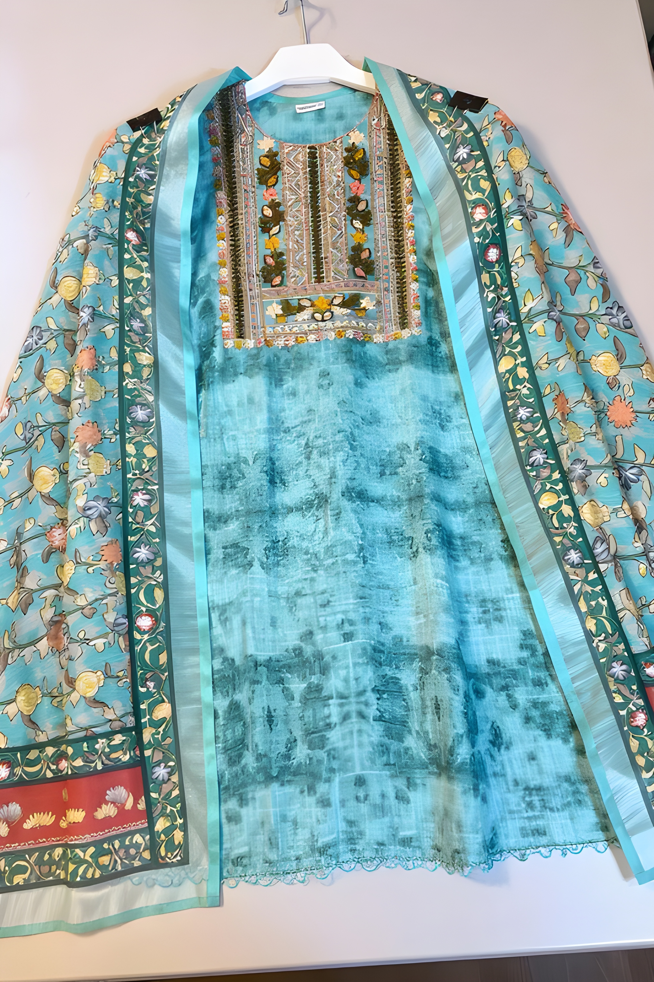 Embroidered Kurta with Dupatta view 2