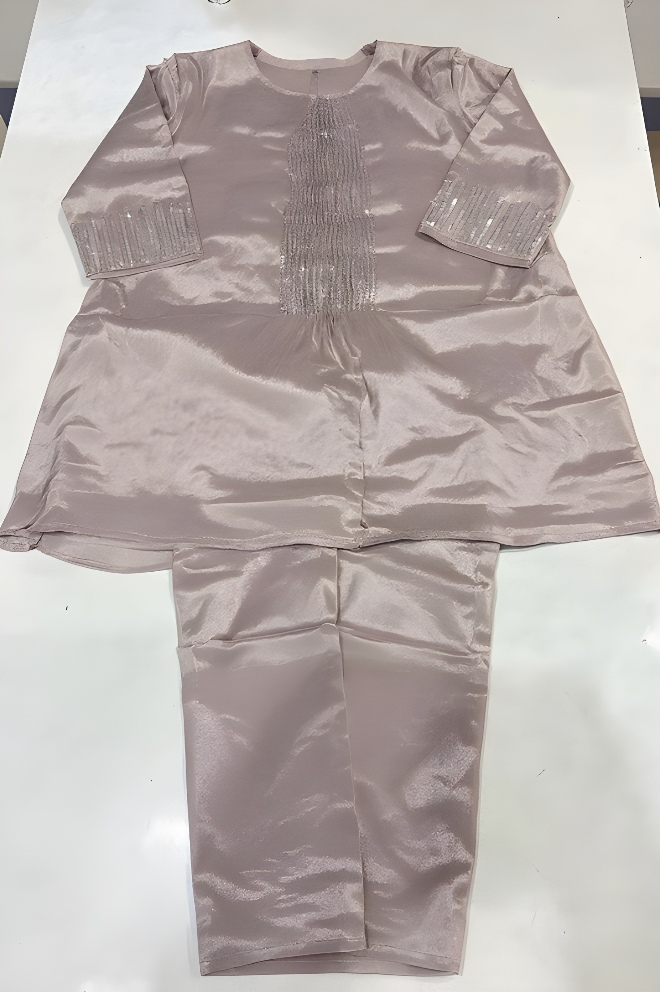 Embroidered Silk Kurta Set view 2