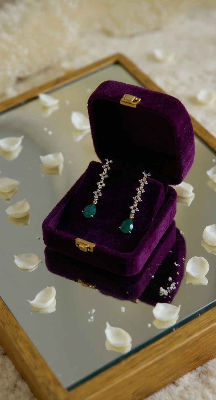 Emerald Drop Earrings view 4