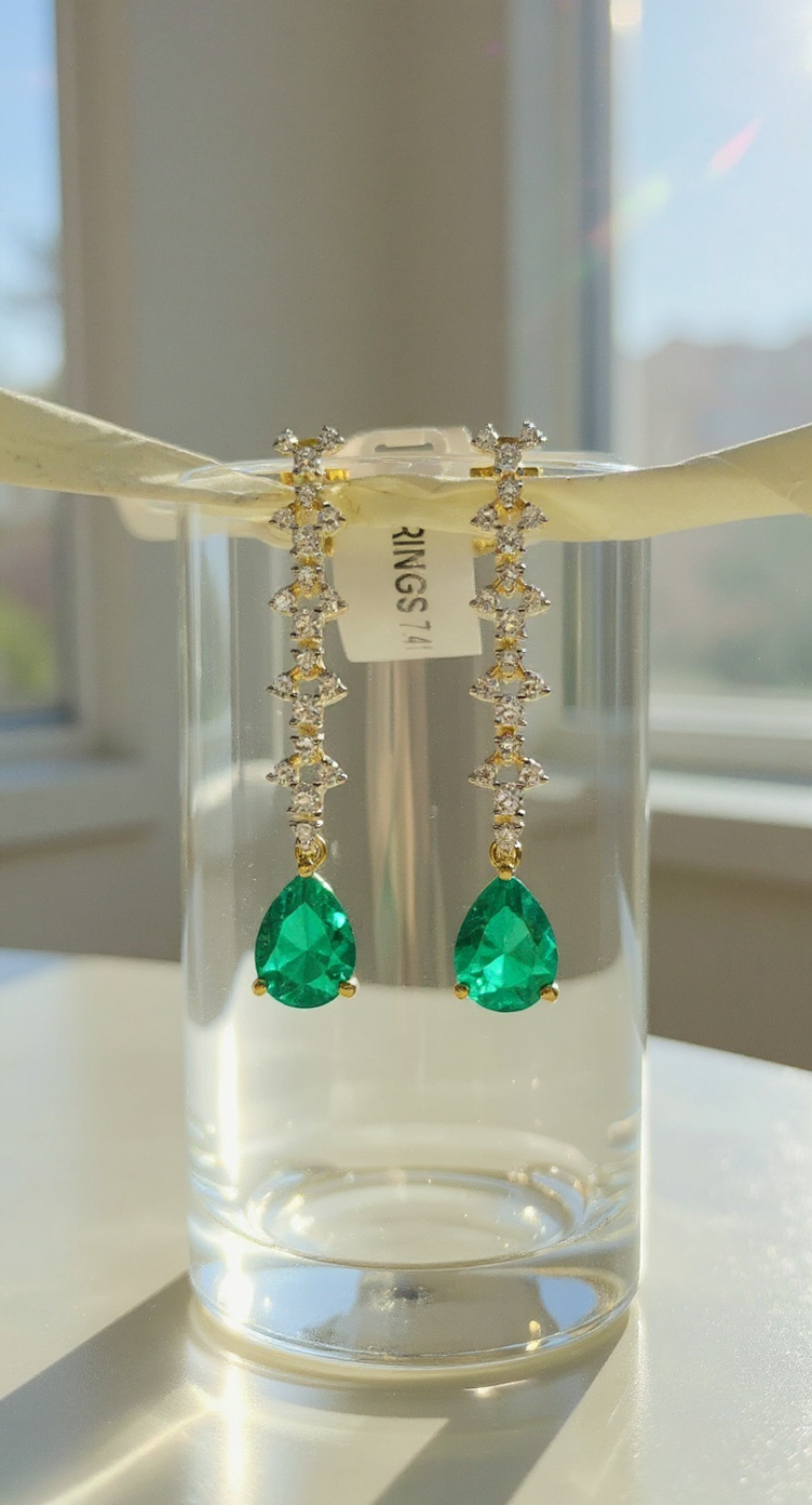 Emerald Drop Earrings view 6
