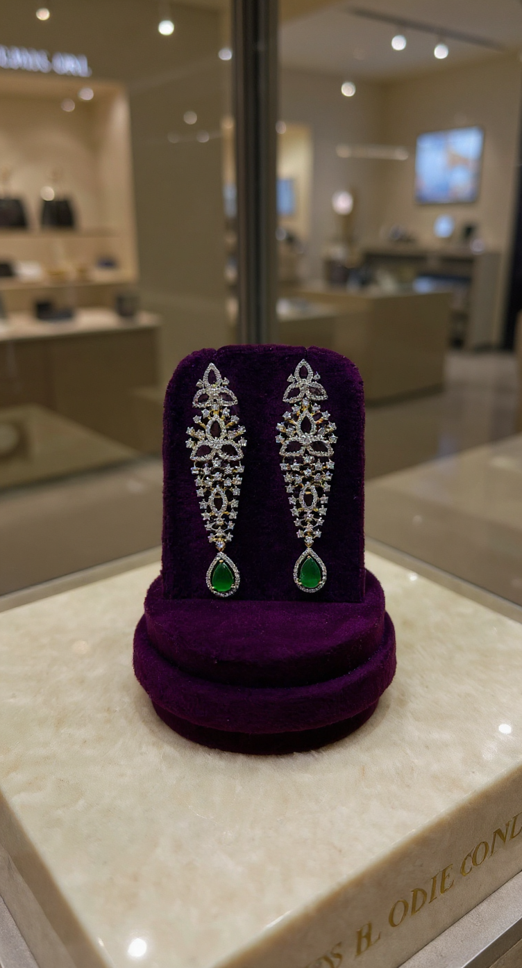 Elegant Green Stone Earrings