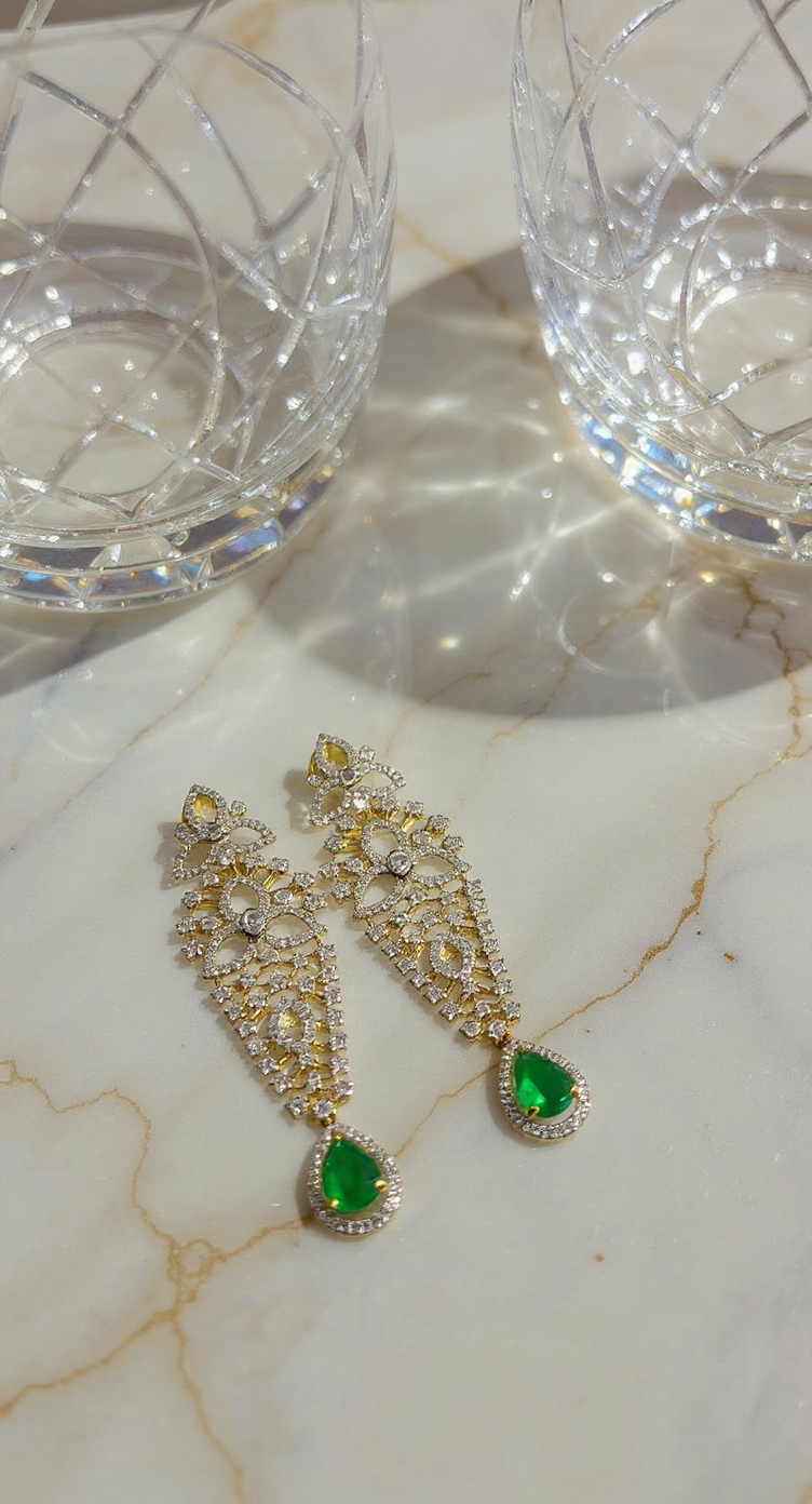 Elegant Green Stone Earrings view 3