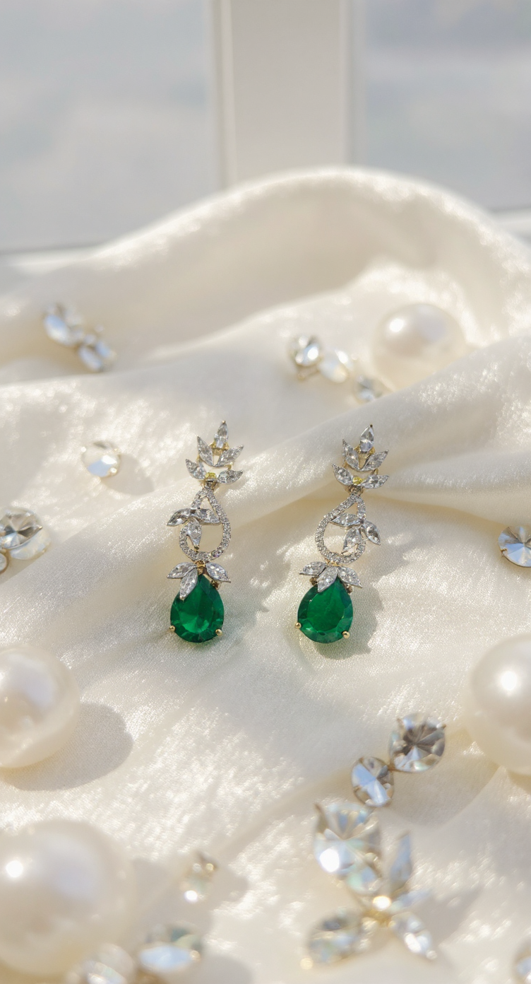 Emerald Drop Earrings 6.62gm view 2