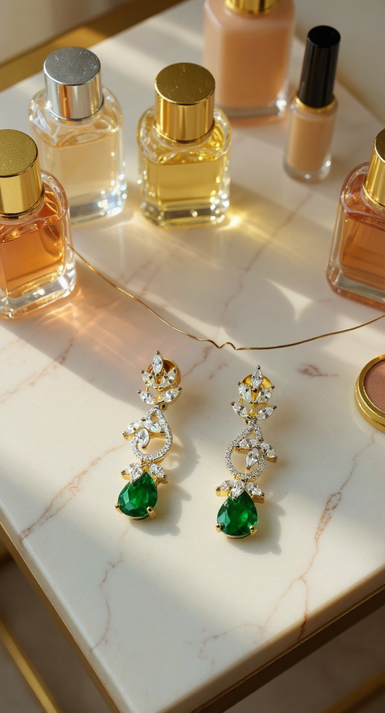 Emerald Drop Earrings 6.62gm view 3