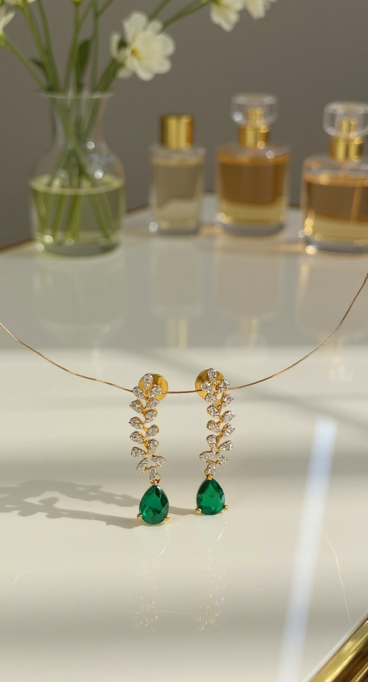 Traditional Green Stone Earrings view 3