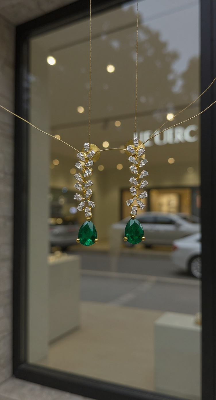 Traditional Green Stone Earrings view 2