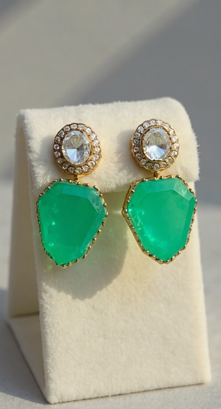 Emerald Stone Earrings view 4