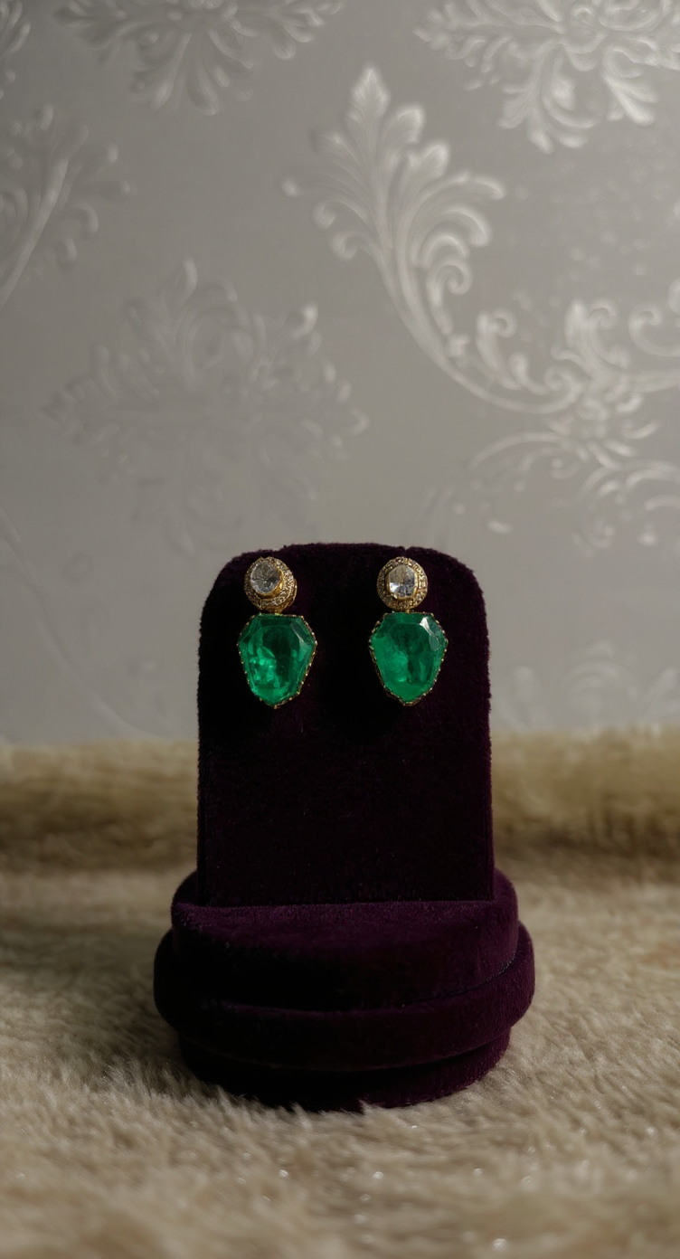 Emerald Stone Earrings view 2