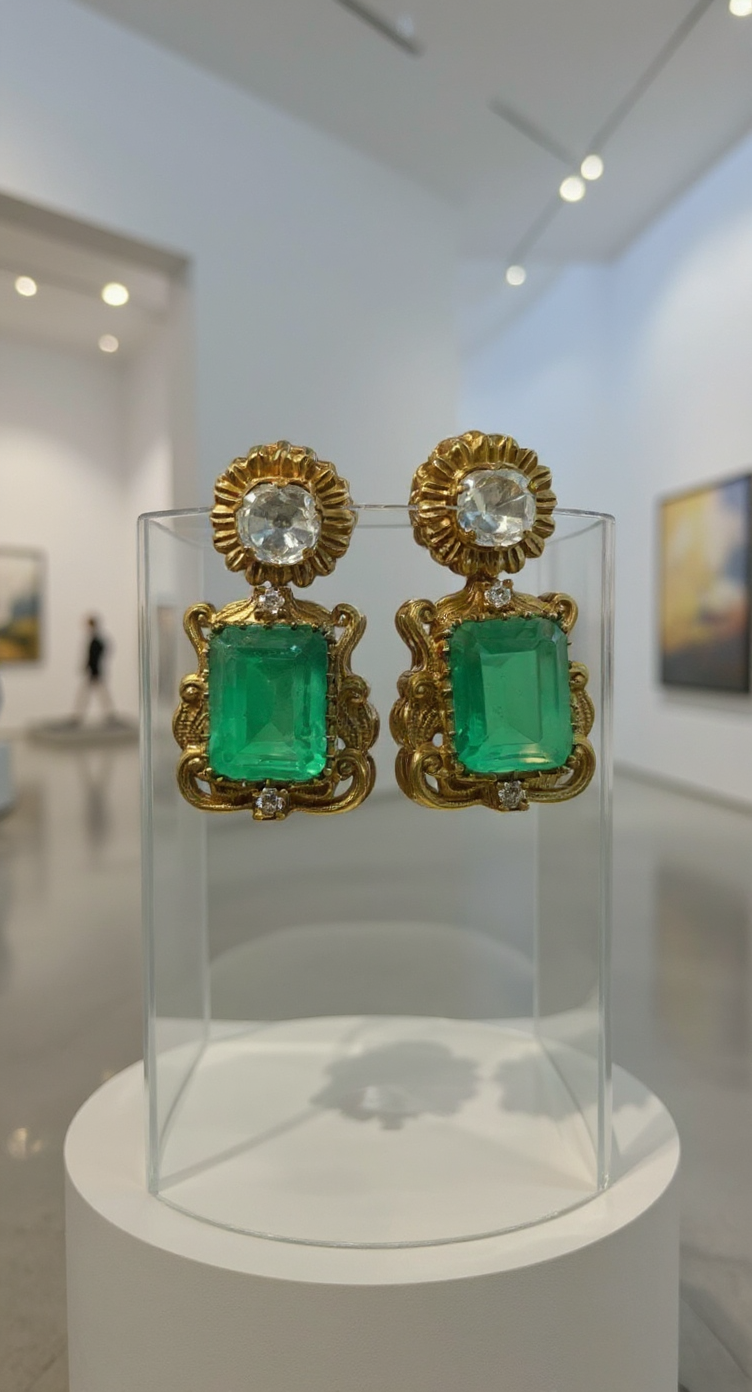Traditional Emerald Earrings view 4