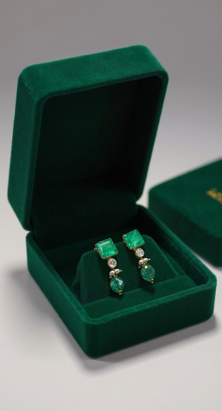 Emerald Drop Earrings 10.13gm view 2