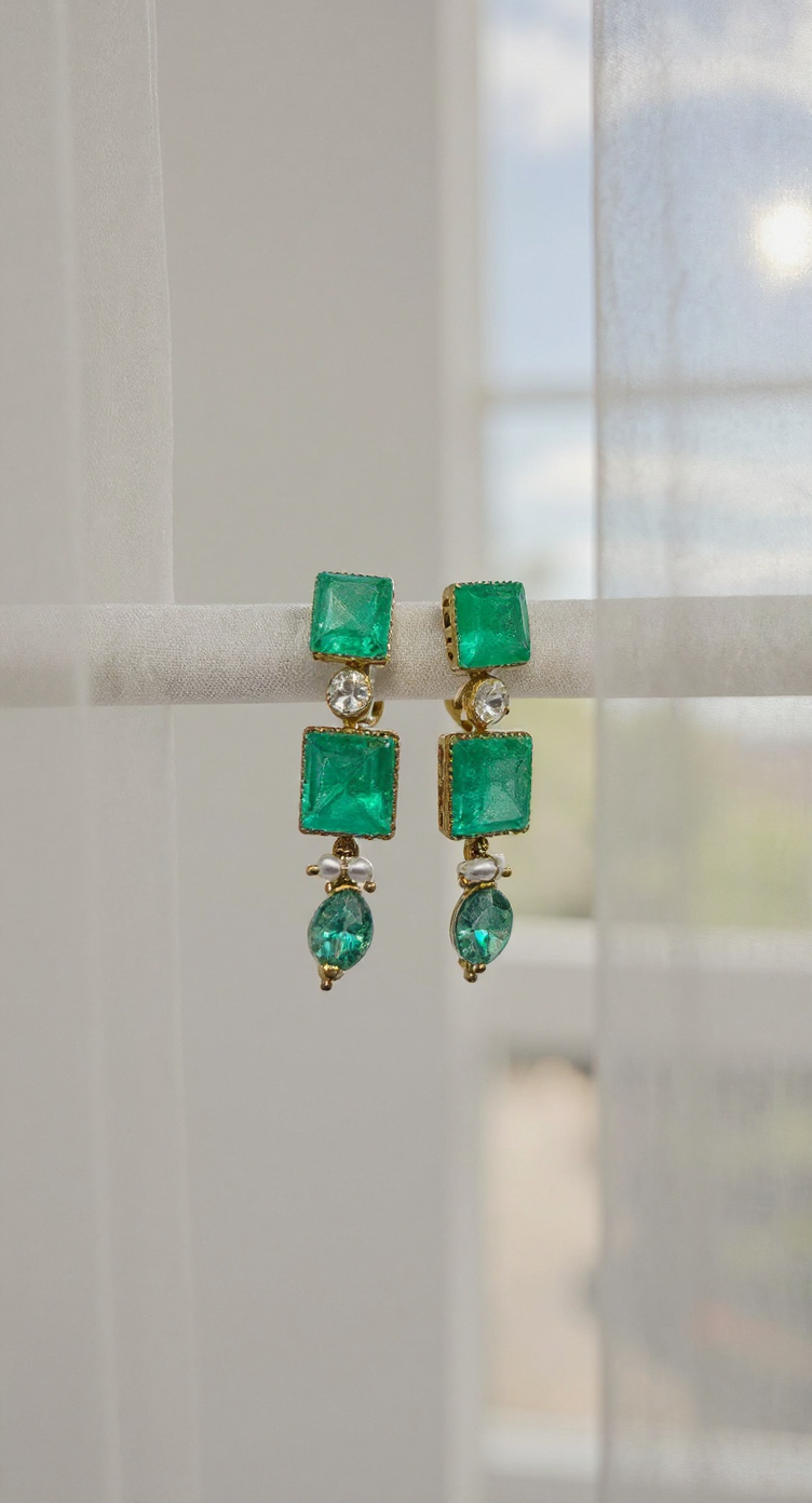 Emerald Drop Earrings 10.13gm view 3