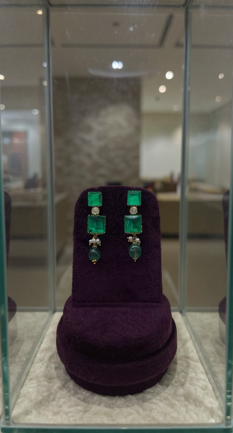 Emerald Drop Earrings 10.13gm