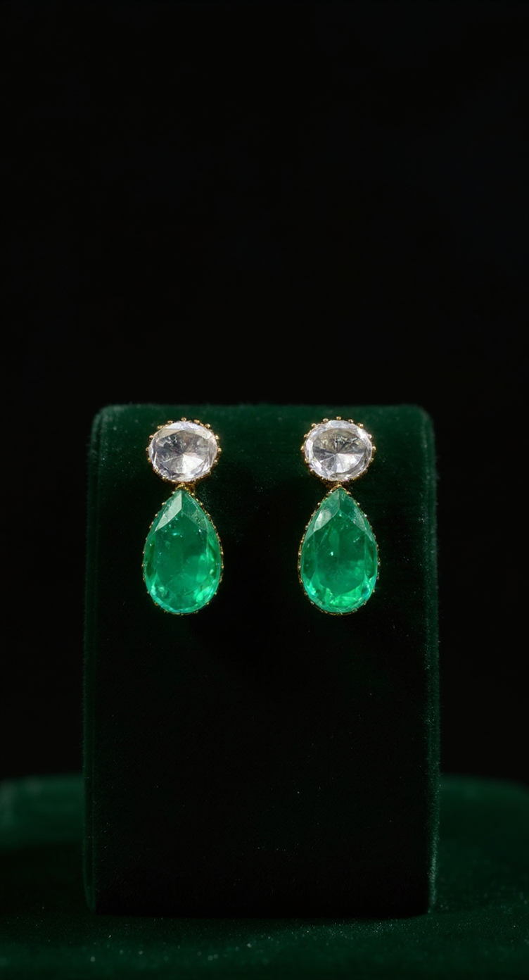 Emerald Drop Earrings 8.49gm