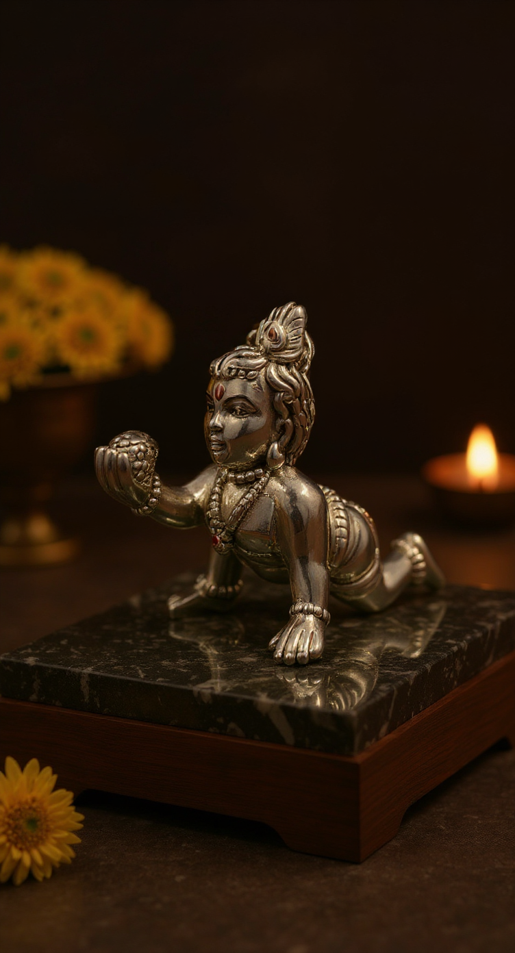 Silver Krishna Ladu Gopal 999