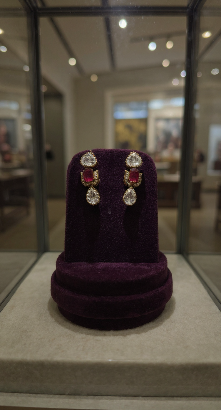 Red Stone Earrings view 3