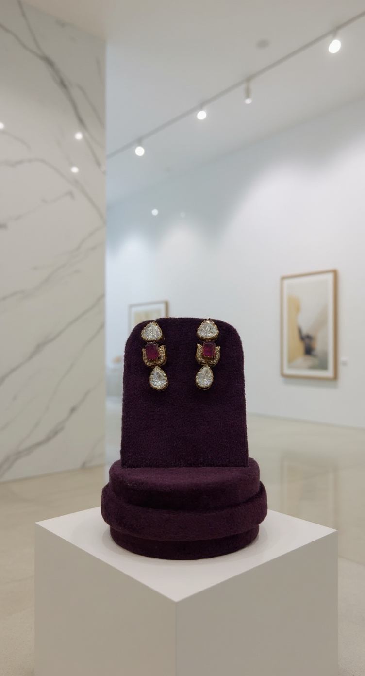 Red Stone Earrings view 4