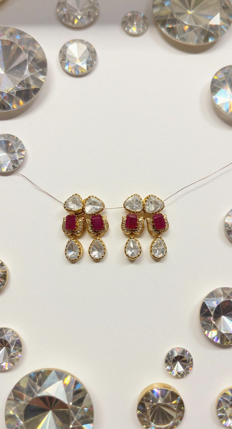 Red Stone Earrings view 2