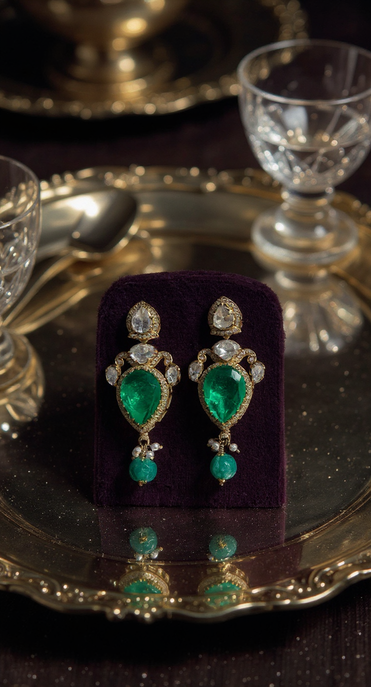 Emerald & Diamond Traditional Earrings