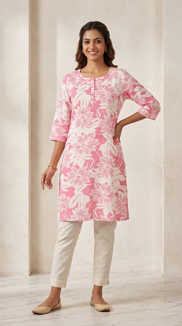 Pink Floral Kaftan