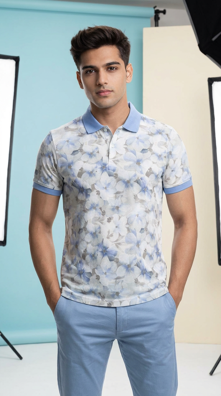 Floral Polo T-Shirt view 3