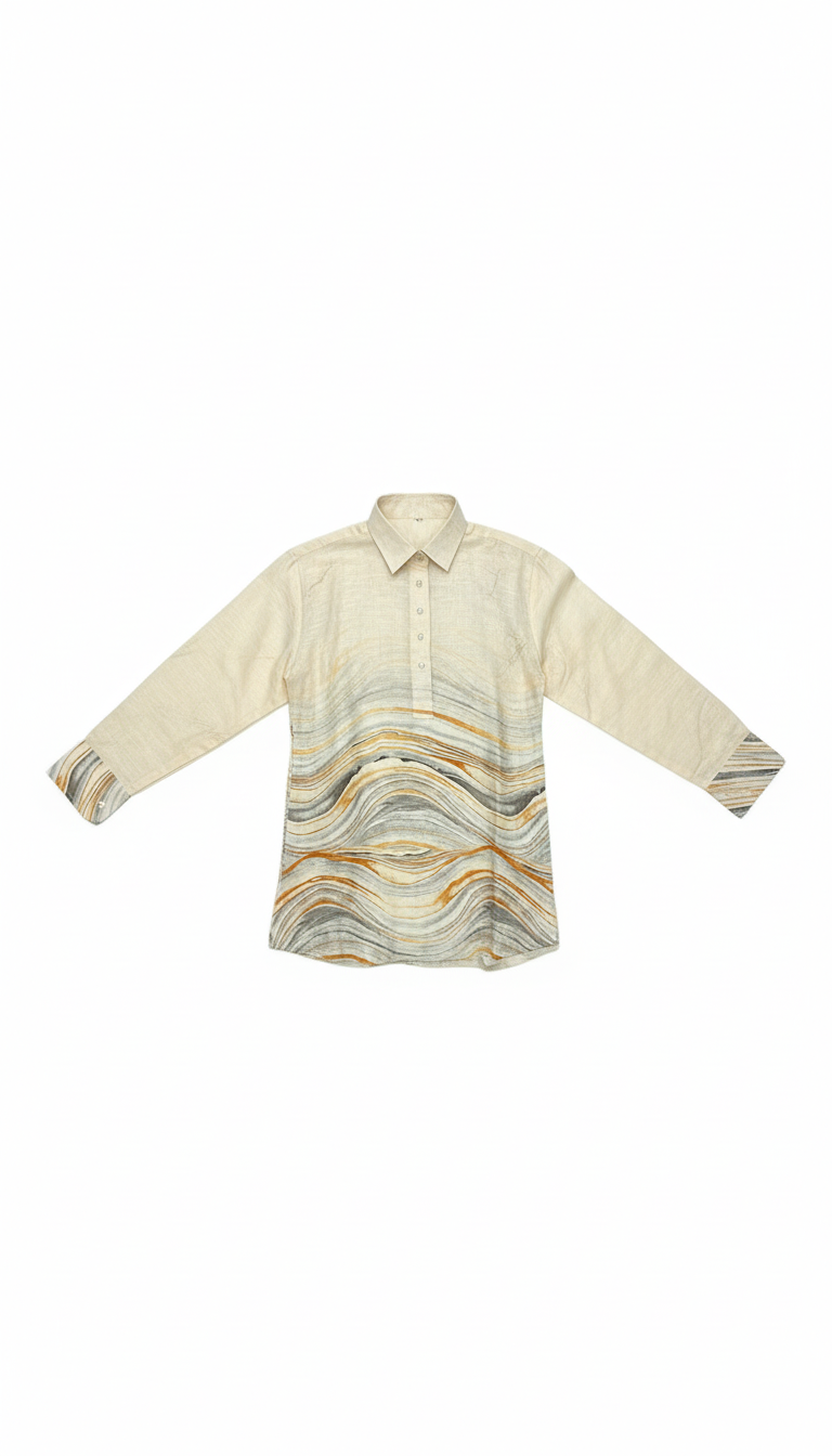 Linen Digitally Printed Shirt view 3