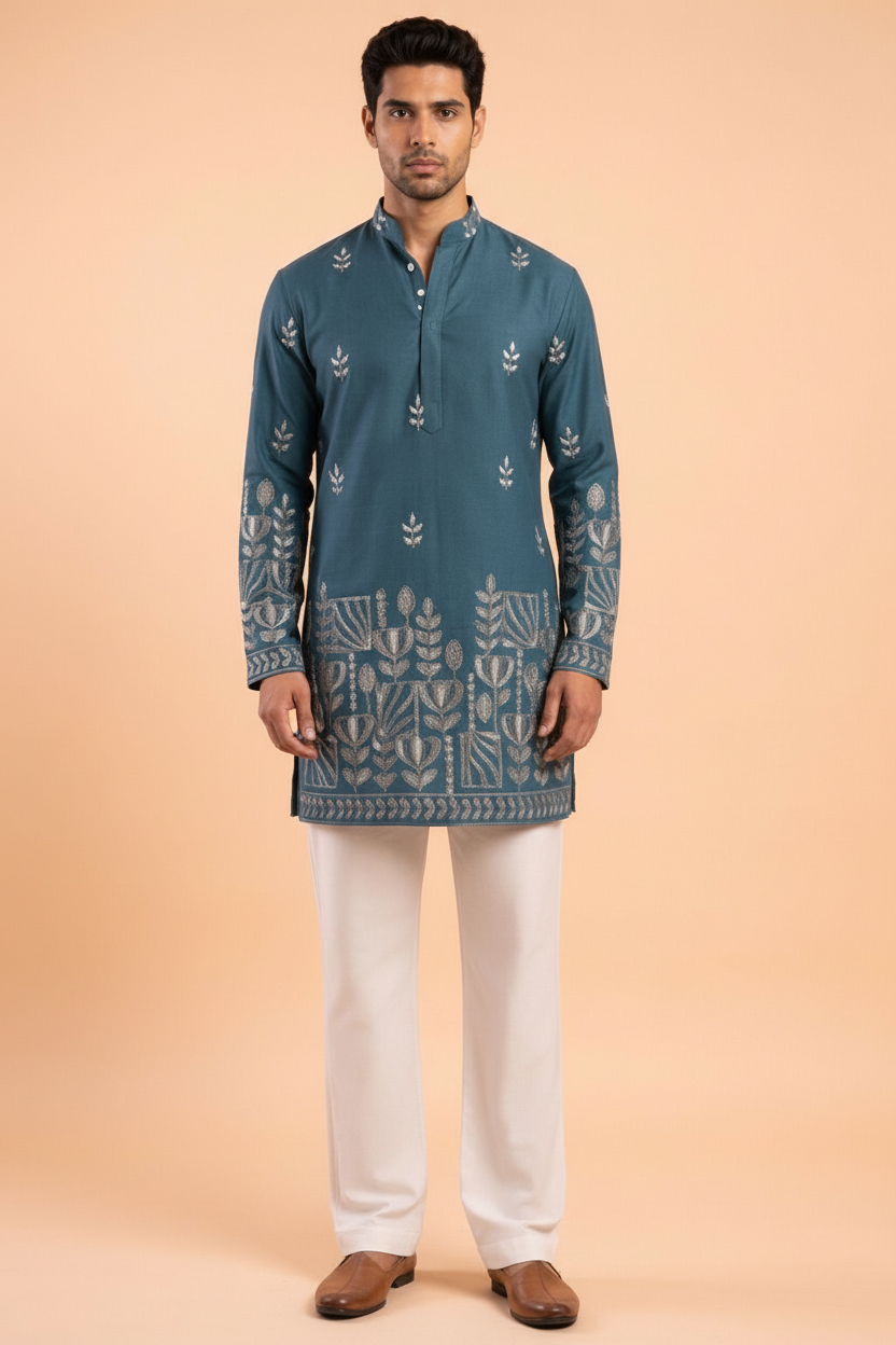 Embroidered Short Kurta view 5