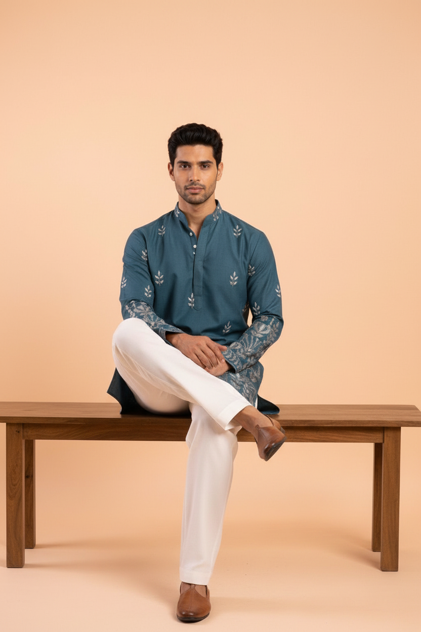 Embroidered Short Kurta view 3