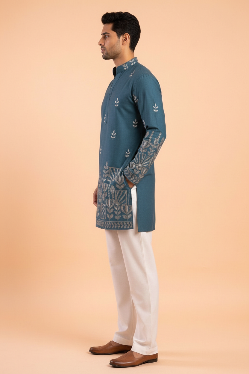 Embroidered Short Kurta view 4