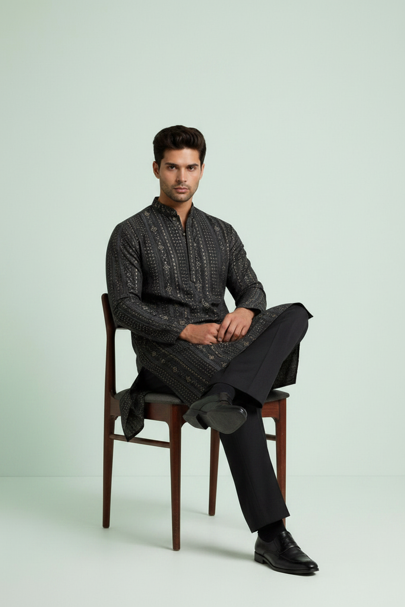Midnight Noir Kurta Set view 2