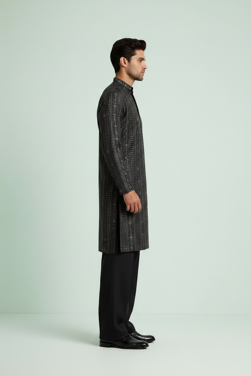 Midnight Noir Kurta Set view 5
