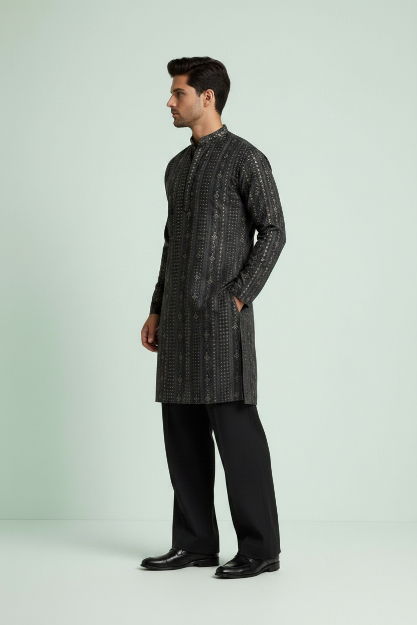 Midnight Noir Kurta Set view 4
