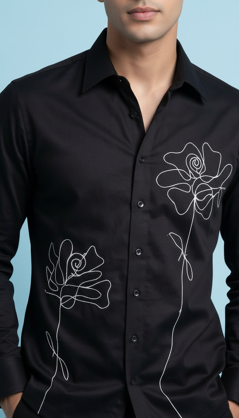 Black Embroidered Shirt view 2