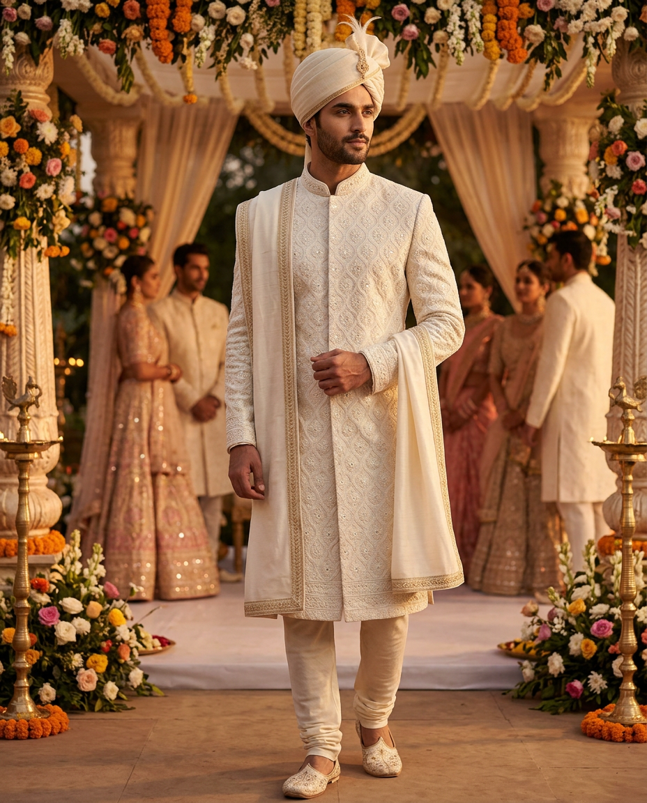 Embroidered Sherwani Fabric