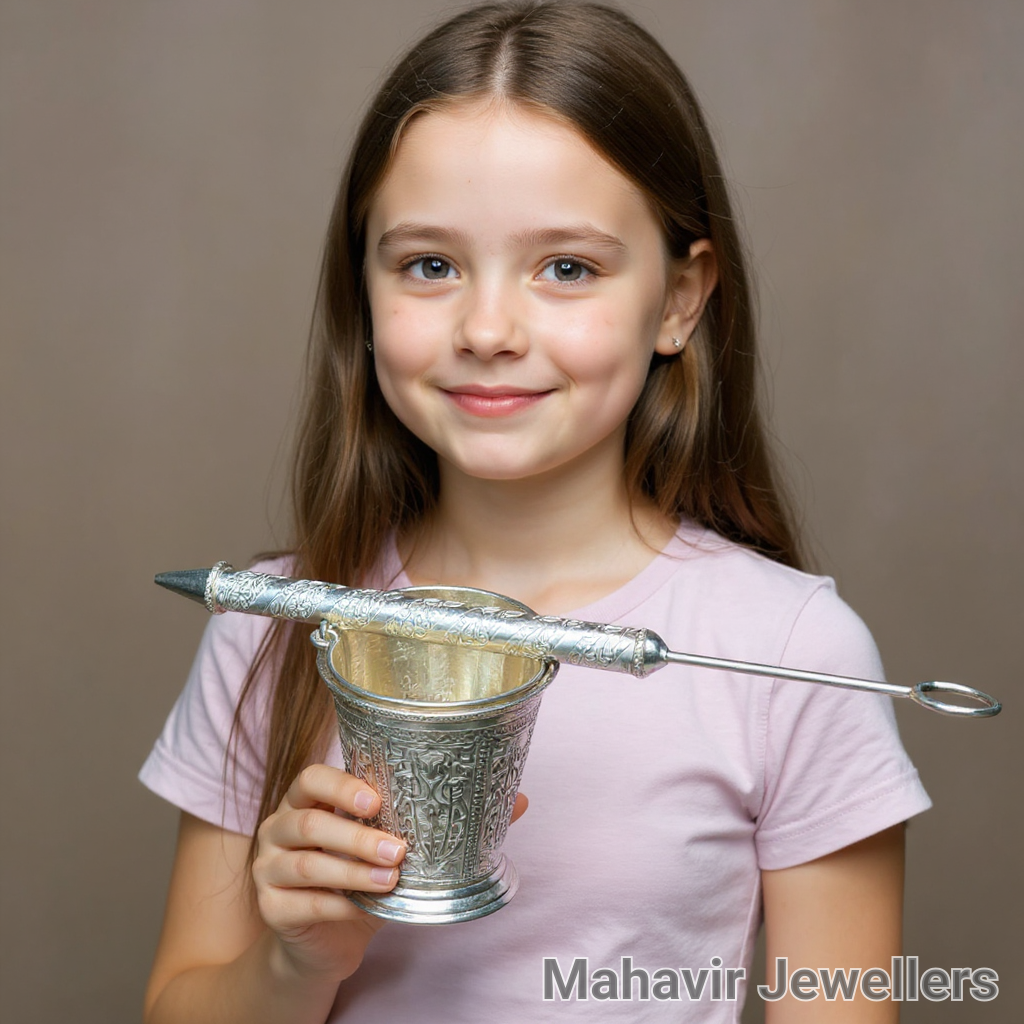 Premium Silver Holi Bucket and Pichkari Set view 2