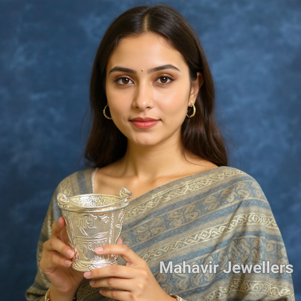 Premium Silver Radhey Krishna Bucket view 2