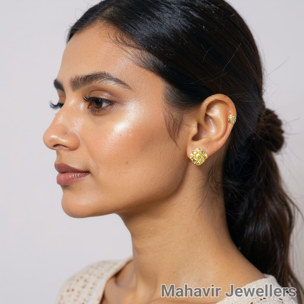Ladies Gold Earrings view 2