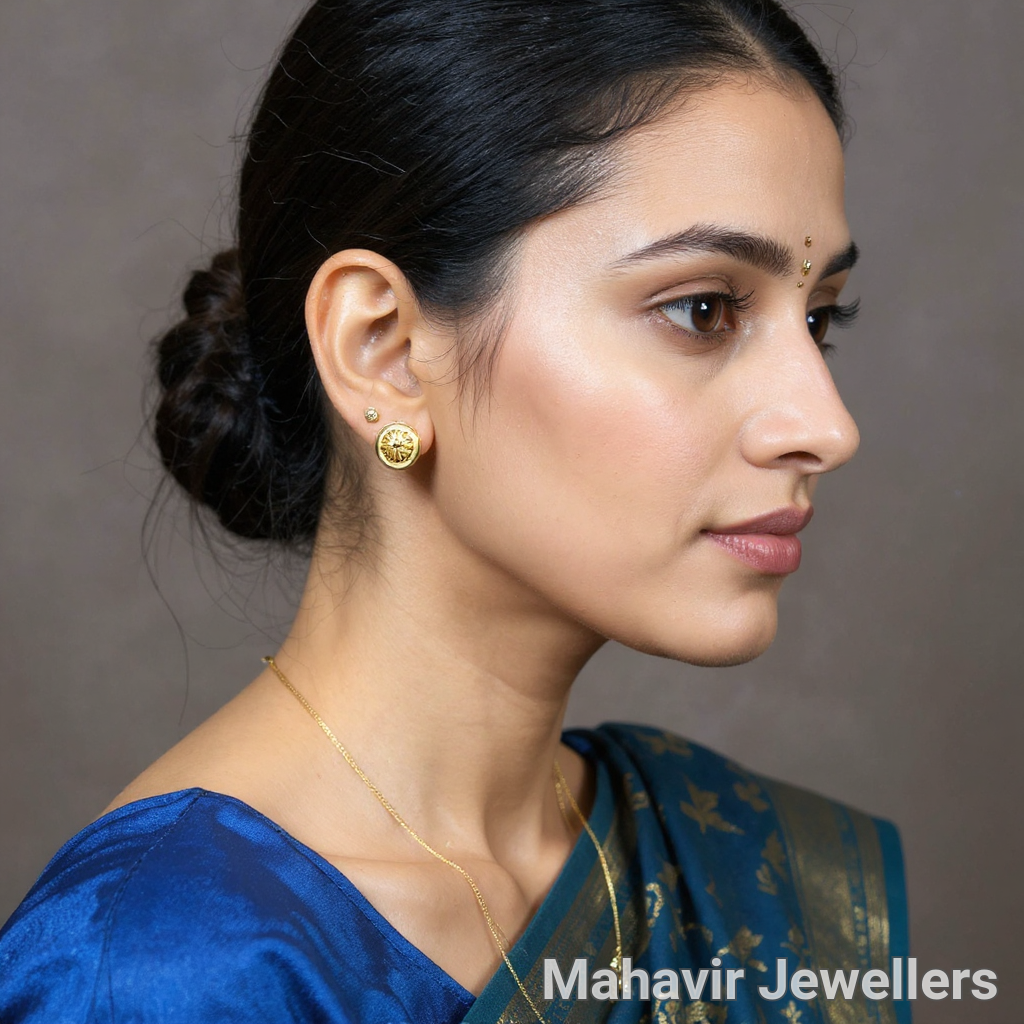 Flower Design Gold Earrings