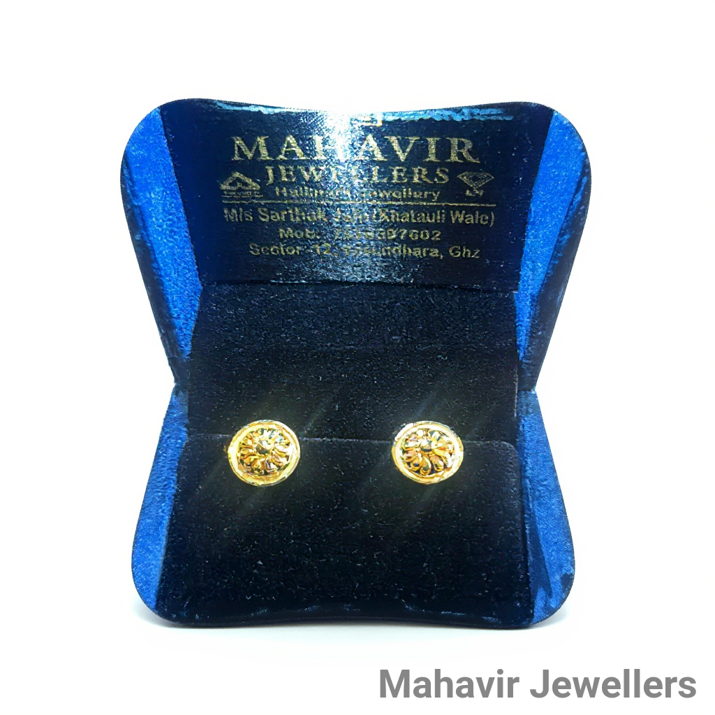 Flower Design Gold Earrings view 2
