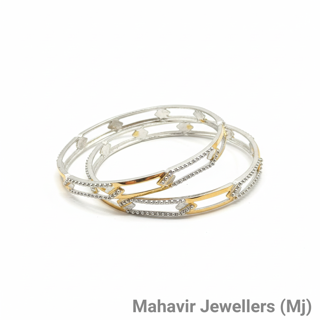 Ladies 92.5 Silver Bangles Golden Plated view 2