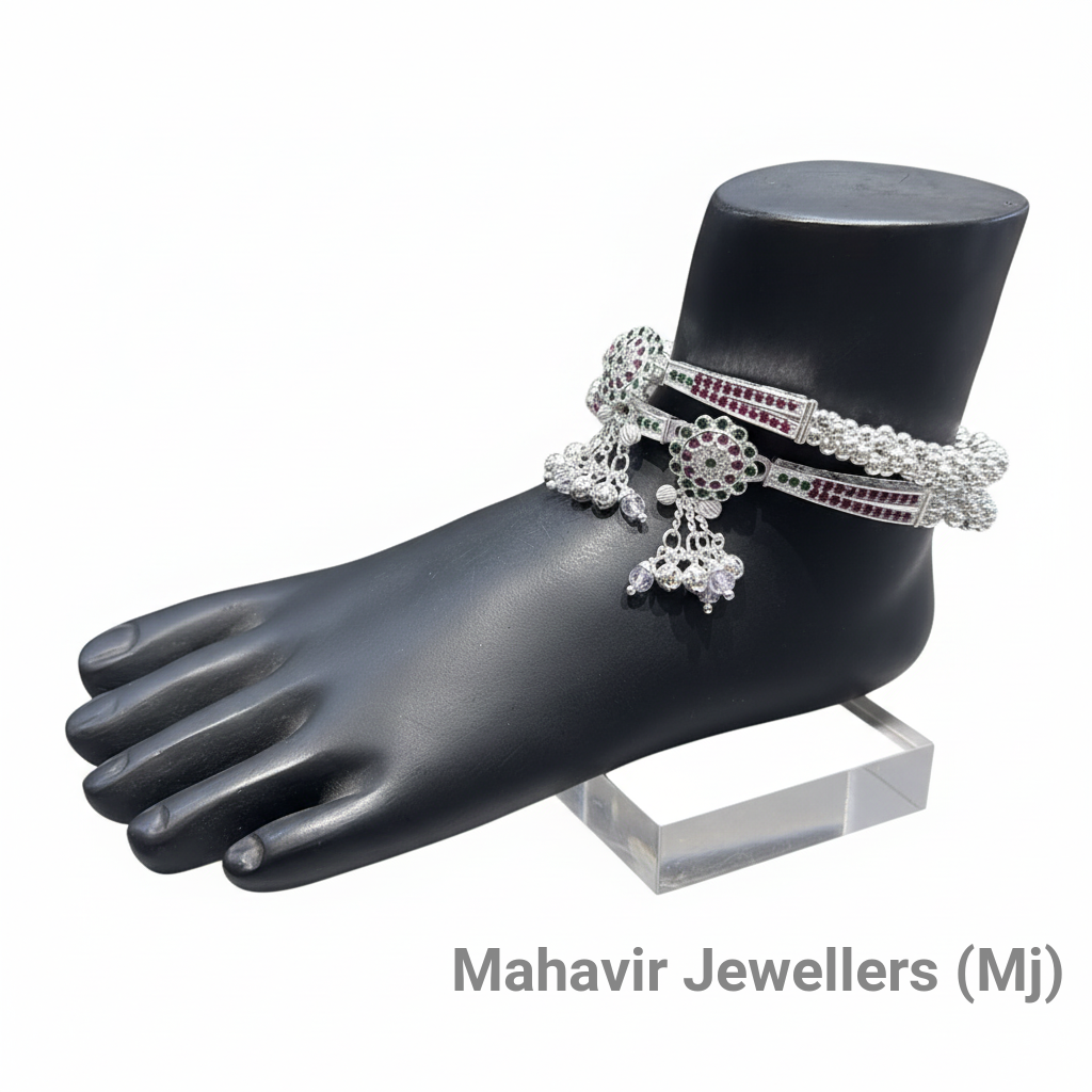 Ladies Silver Kada Anklets view 2